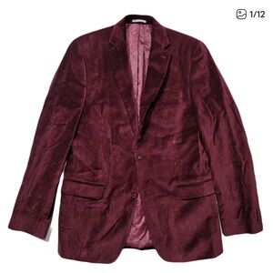Alfani Slim-Fit Solid Red Velvet Blazer Burgundy Red $295